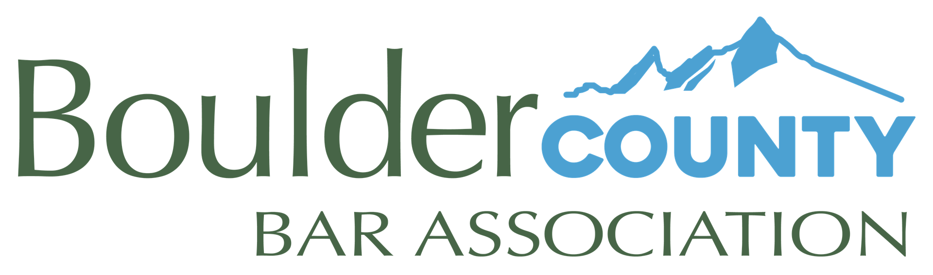 Boulder County Bar Association logo with green and blue text and mountain graphic