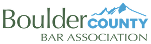 Boulder County Bar Association logo with green and blue text and mountain graphic