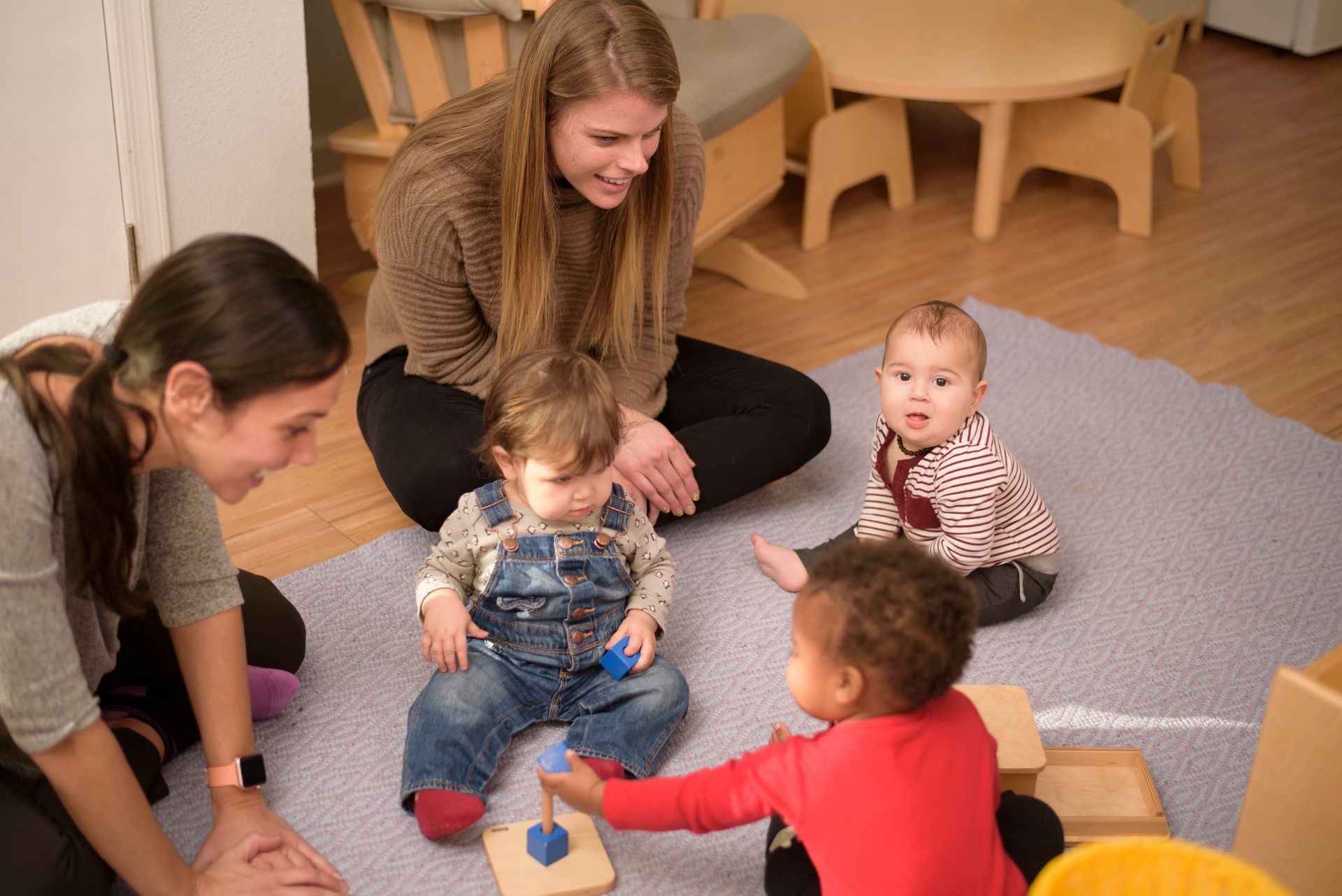 Montessori infant seating in a cart