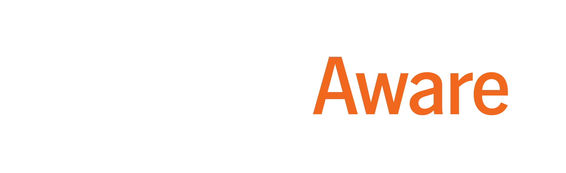 The word aware is written in orange on a white background.