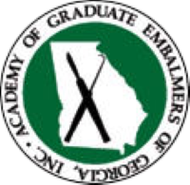 The logo for the academy of graduate embalmers of georgia inc.