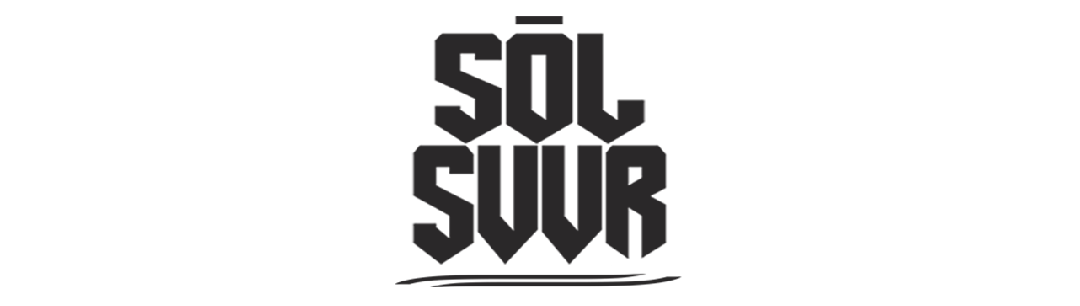 A black logo on a white background, featuring the stylized text 