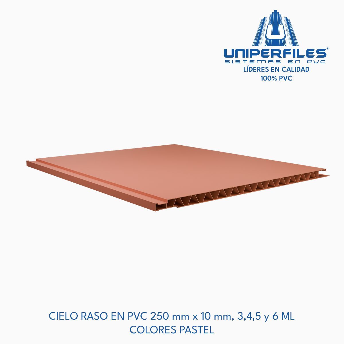 CIELO RASO EN PVC 250 mm x 10 mm, 3,4,5 y 6 ML
COLORES PASTEL