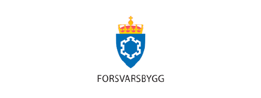 Forsvarsbygg logo: Shield with crown and text 