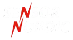 To røde, lynformede «N»-symboler. Hvit bakgrunn.