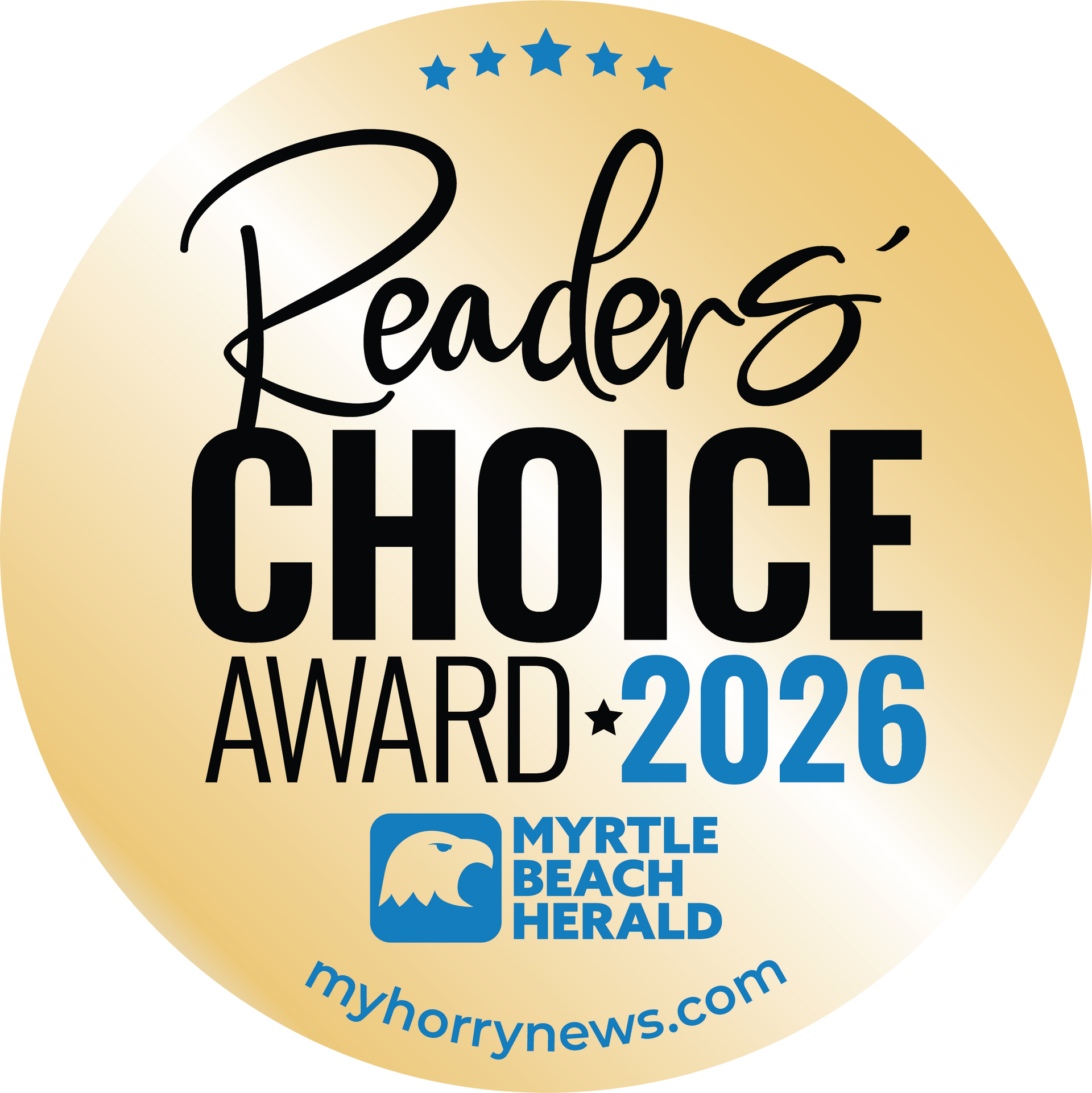Best of the Beach winner 2025 badge with blue and gold text, The Sun News logo