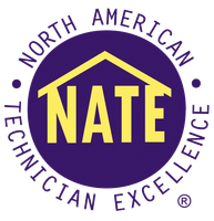 NATE logo in purple and gold, reading “North American Technician Excellence” in a circular seal.