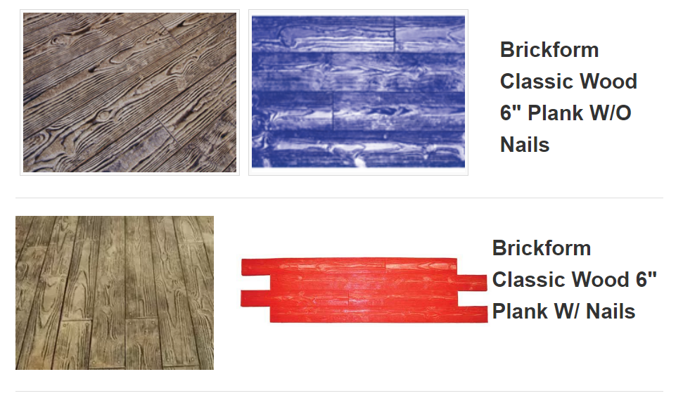 Two concrete wood textures: one brown and one blue, labeled 