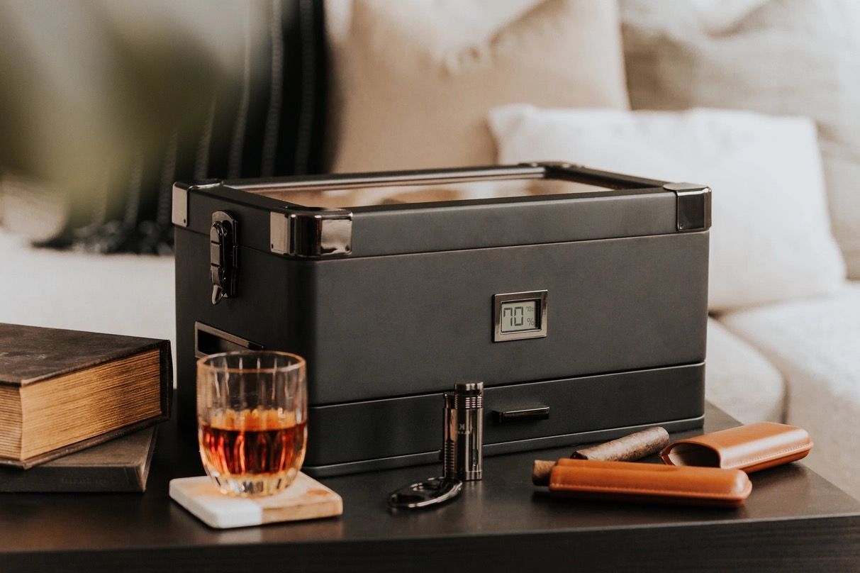 Military Glass Top Humidor