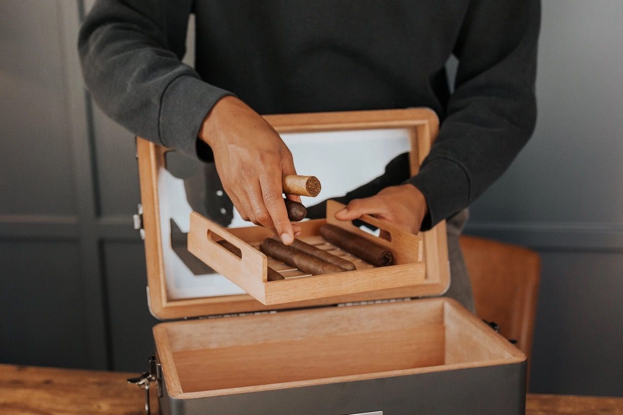 Military Glass Top Humidor