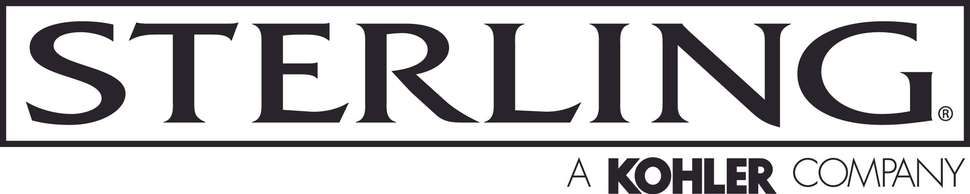 the logo for sterling a kohler company is black and white .
