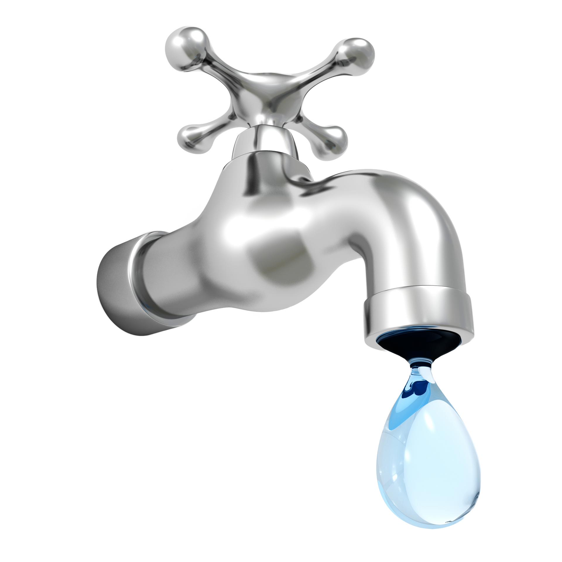 a faucet with a drop of water coming out of it