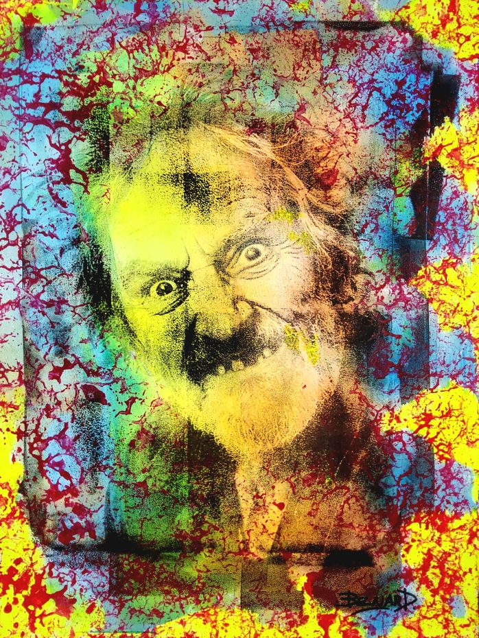 Monotype , techniques
 Mixte , acrylique, encres, gouache. Olivier Belnard.