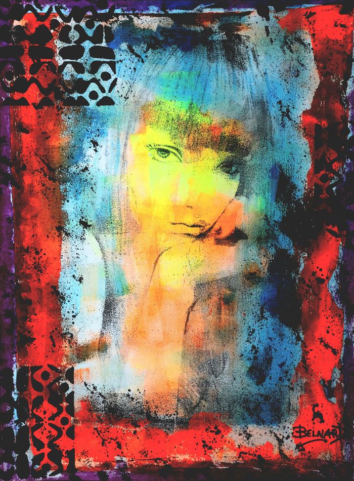 Monotype , techniques
 Mixte , acrylique, encres, gouache. Olivier Belnard.