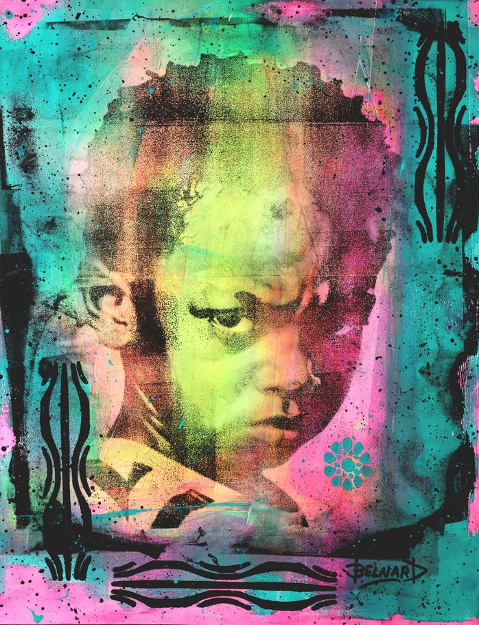 Monotype , techniques
 Mixte , acrylique, encres, gouache. Olivier Belnard.