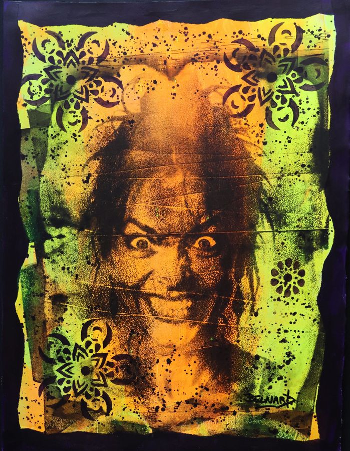 Monotype , techniques
 Mixte , acrylique, encres, gouache. Olivier Belnard.
