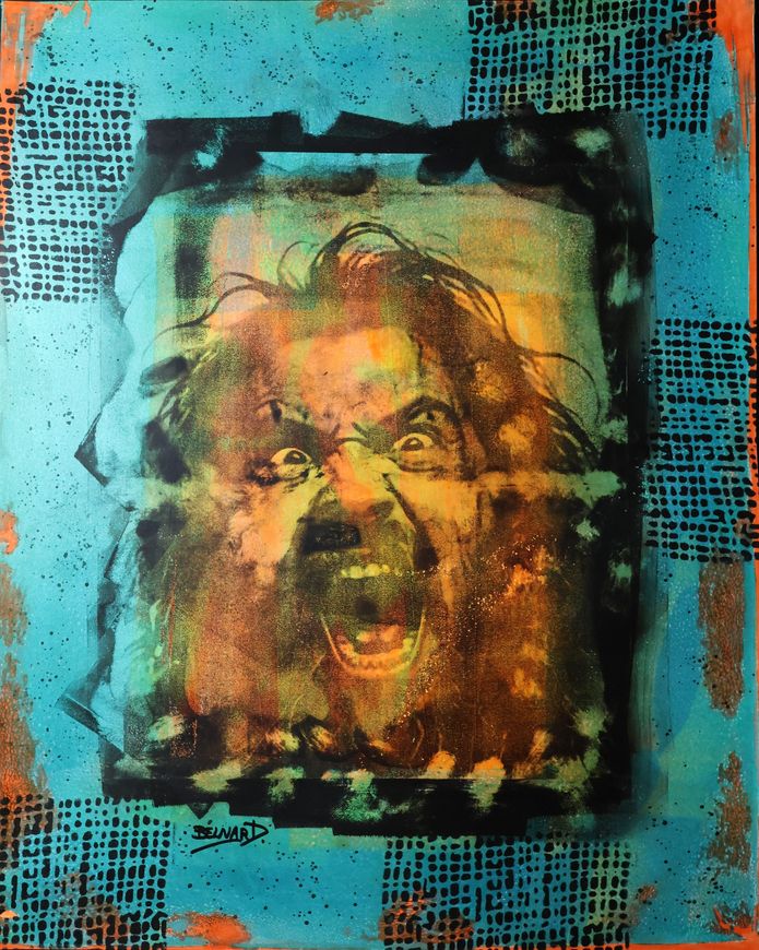 Monotype , techniques
 Mixte , acrylique, encres, gouache. Olivier Belnard.