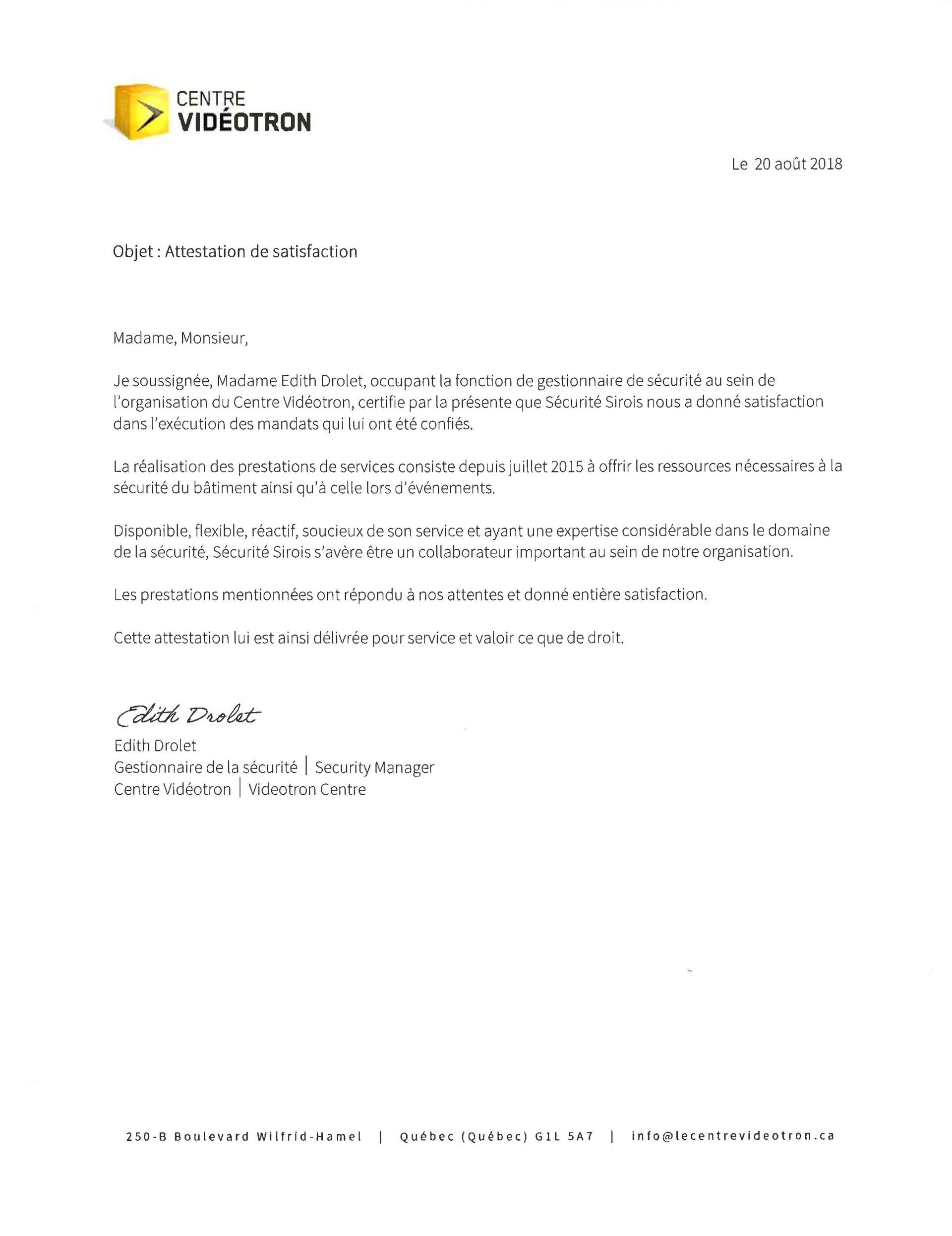 Lettre d'une entreprise sur papier blanc avec le logo de l'entreprise en haut.