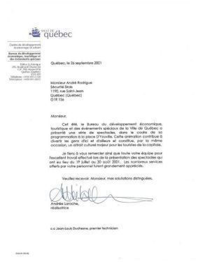 A letter from Ville de Québec to Mr. Ardéle Rodrigue, dated September 23, 2021.