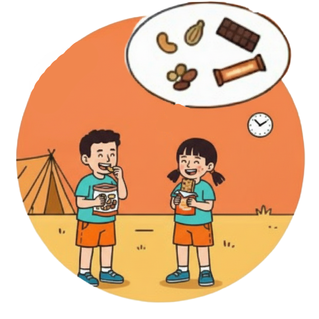 親子露營休息時間補充能量與健康飲食教育
