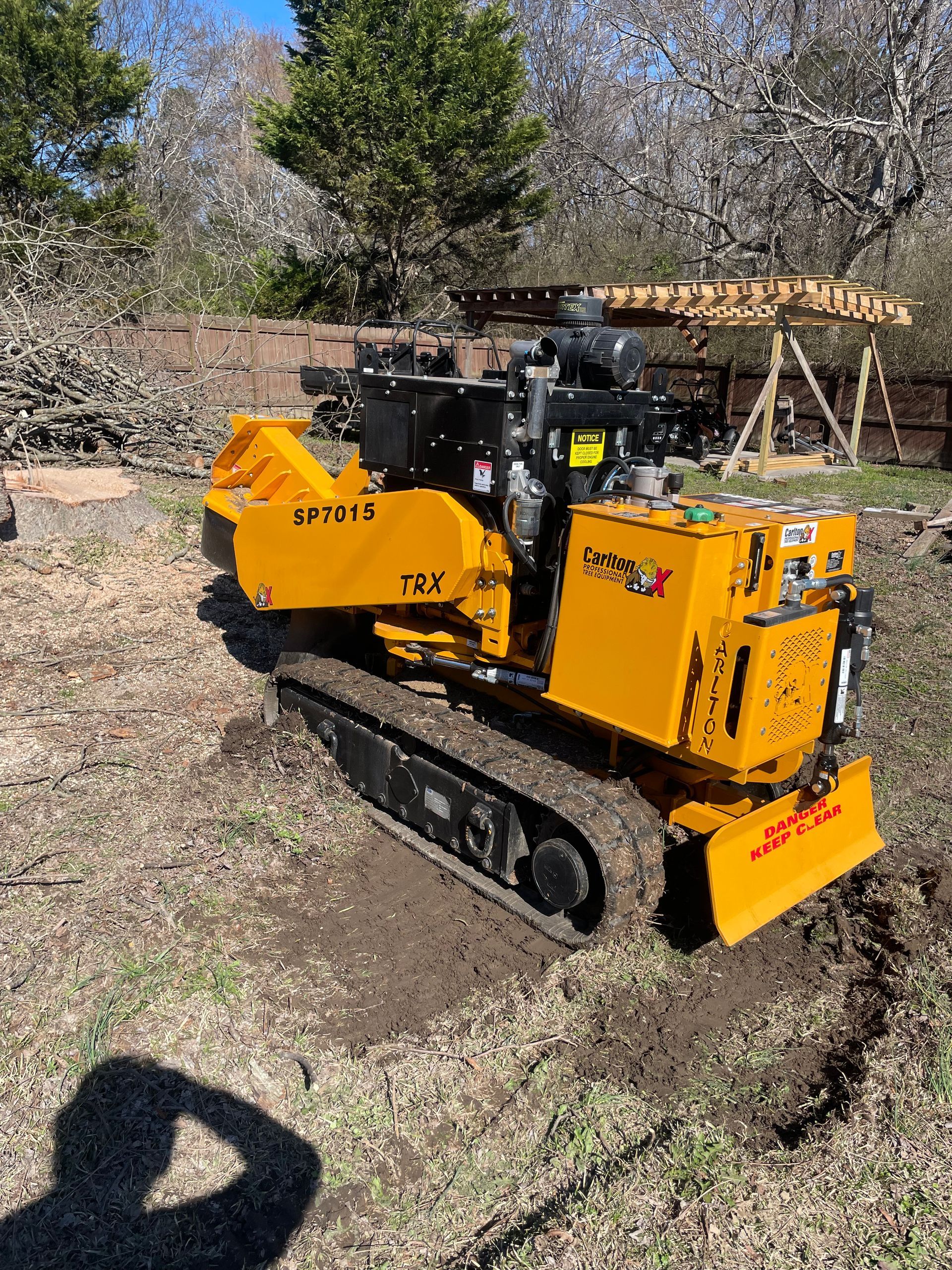 Sinclair's Tree Service equipment at a tree removal in Lancaster SC