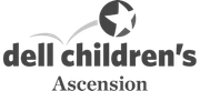 Dell Children's Ascension logo: Text and icon of a star in a circle above 