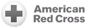 American Red Cross logo: white circle with gray cross; 