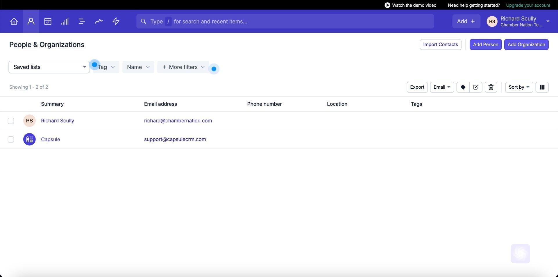 A screenshot of a website with a purple background and a white background.