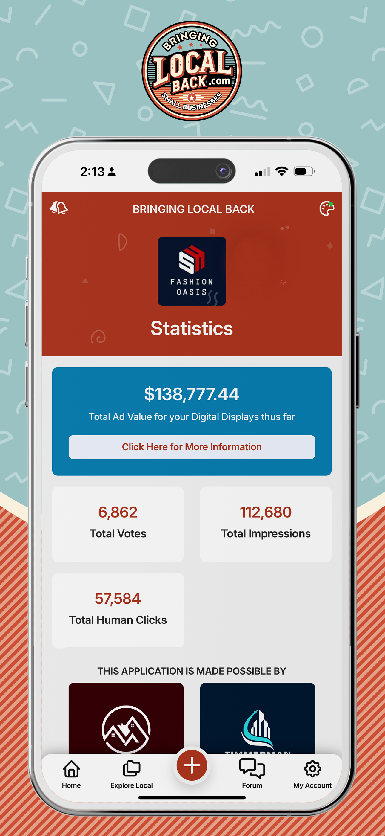 A cell phone with a statistics page on it