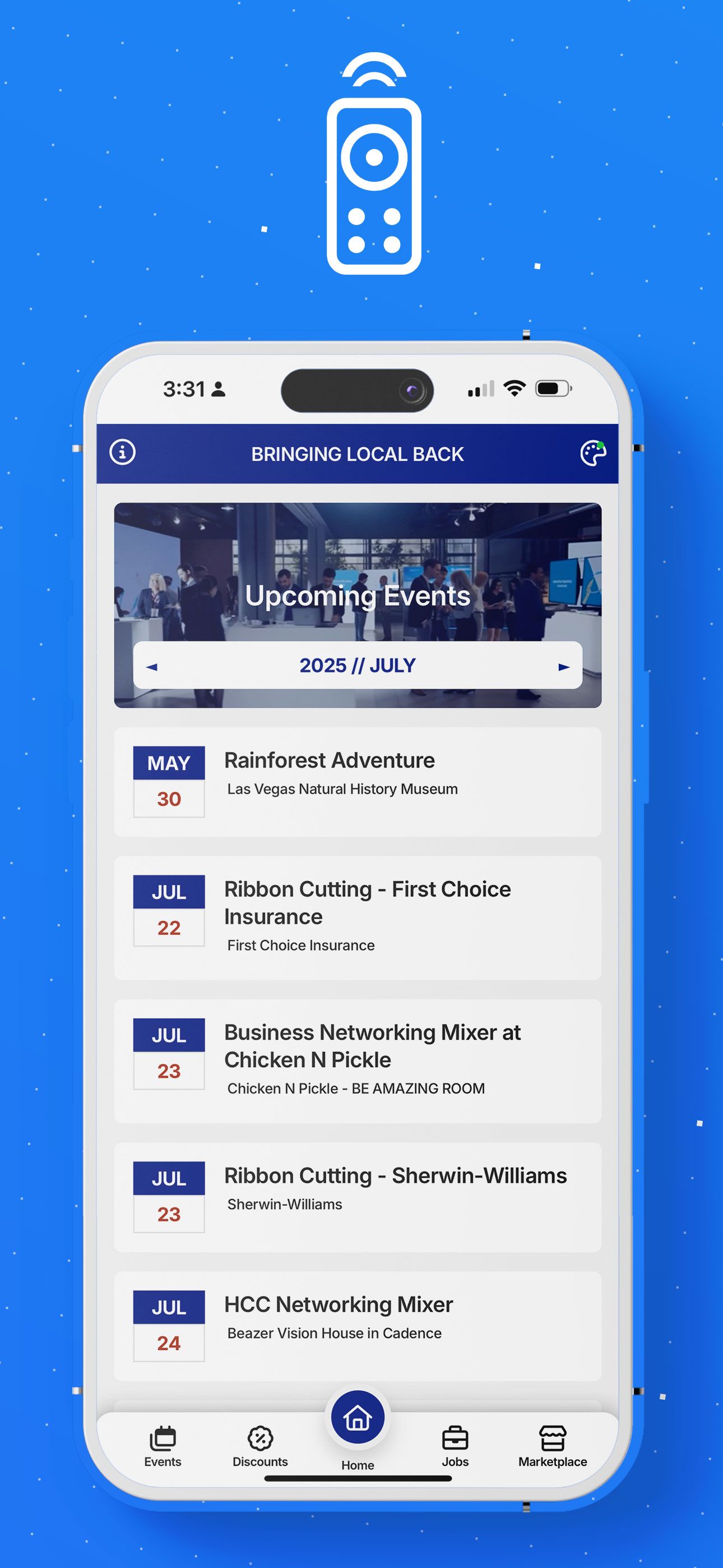 A cell phone with a community forum app open on it.