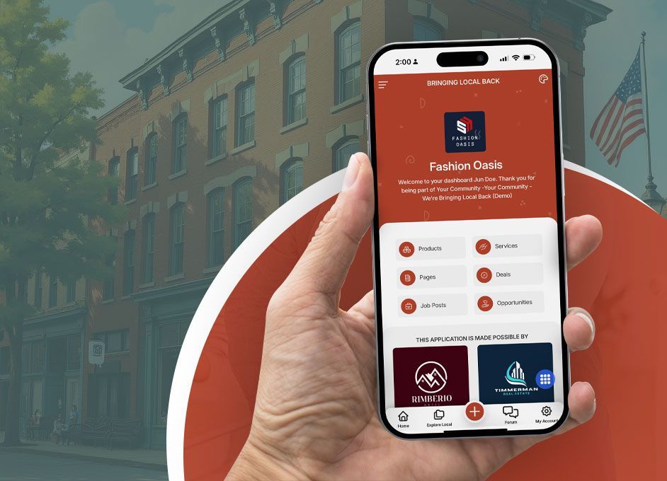 A person is holding a cell phone in front of a building.