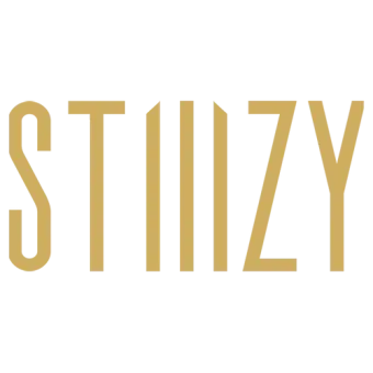 Gold stylized “STIIIIZY” logo on a white background