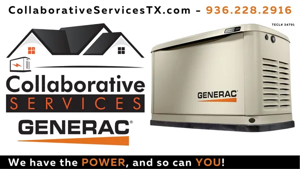 Advertisement for Collaborative Services. Featuring a Generac generator. Text: