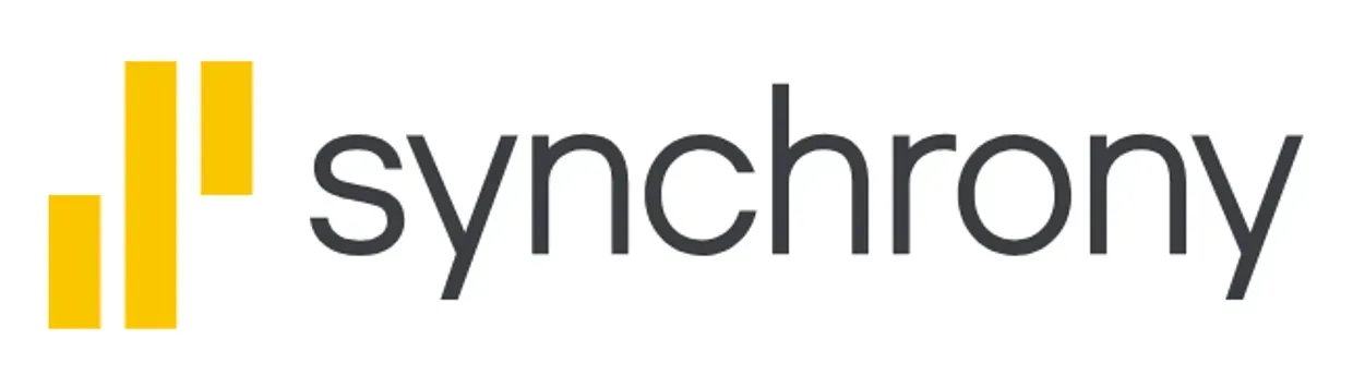 Synchrony logo with yellow stacked bars next to the word 