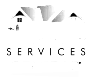 Logo with stylized house silhouette above the word SERVICES.