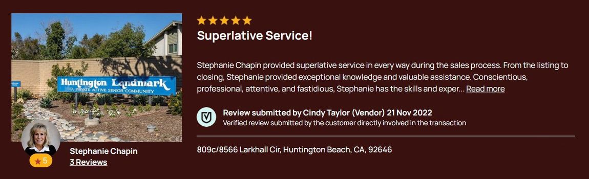 Superb service ad with five stars, blue car at a building, and contact details on a dark maroon background
