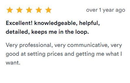 Five-star review praising excellent, knowledgeable service and good communication; posted over 1 year ago