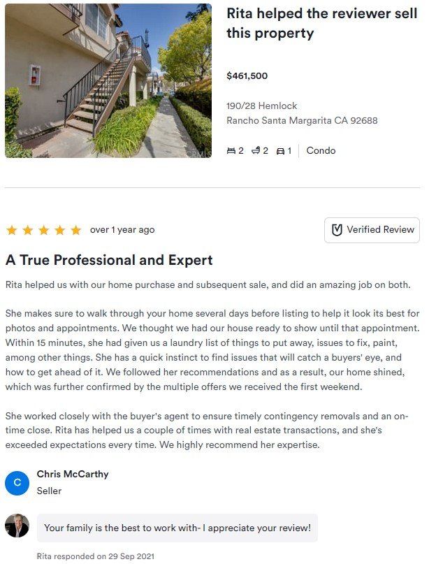 Airbnb review page showing a staircase exterior photo, listing summary, and a 5-star review titled “A True Professional and Expert”