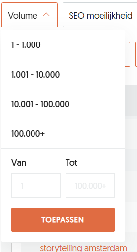 A screenshot of a website with a button that says toepassen.