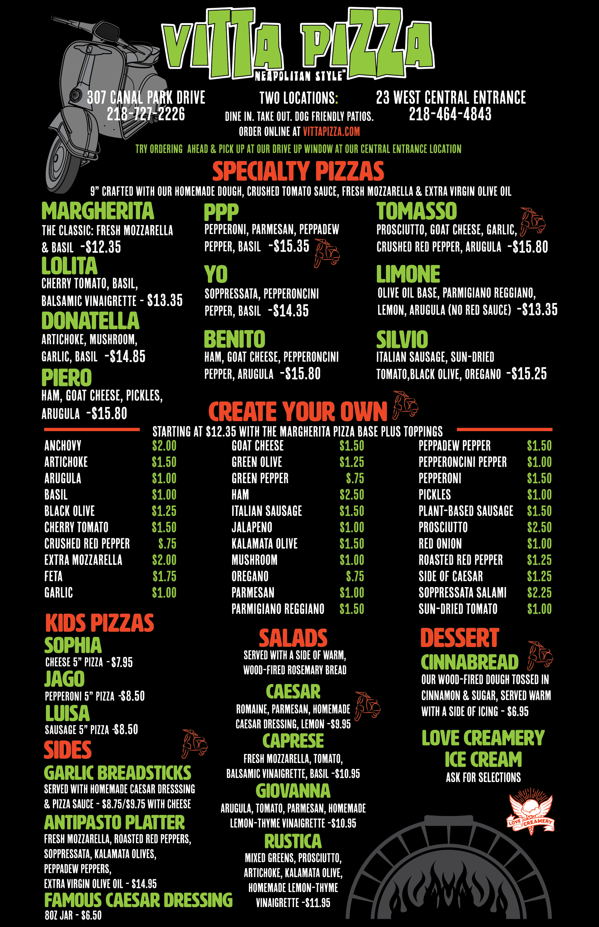 Neapolitan woodfired pizza. Voted best pizza in Duluth. Pizza, salad