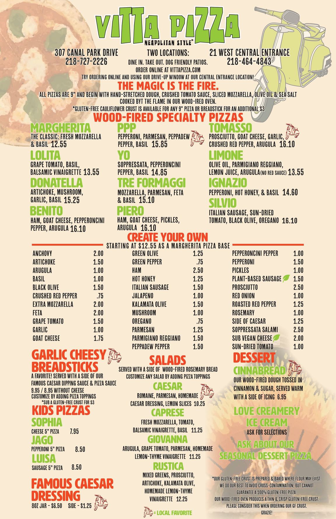 Vitta Pizza menu