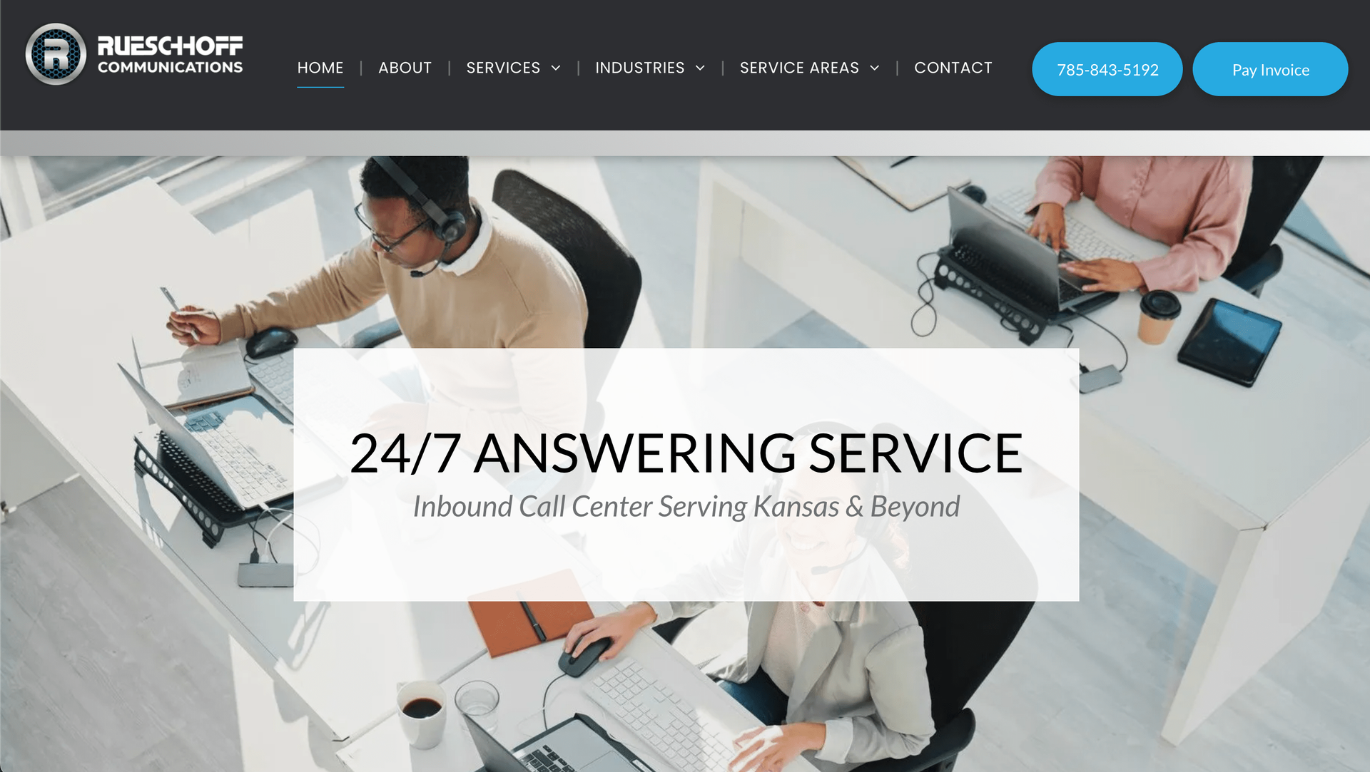 Screenshot of Rueschhoff Communications' website landing page.