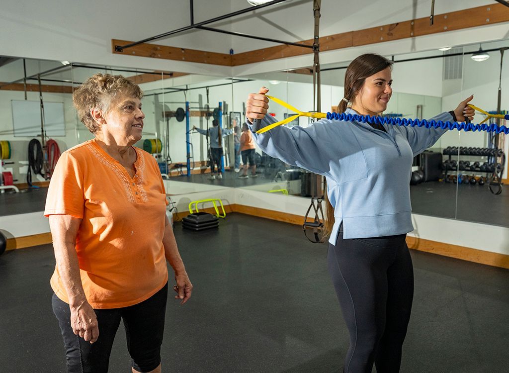 a woman exercising