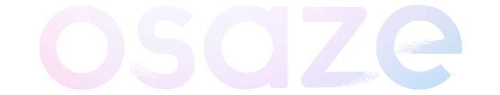 Pastel purple wordmark reading “osaze” on a white background