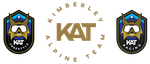 KAT Kimberley Alpine Team logo with two shield emblems and brown-gold text on white background