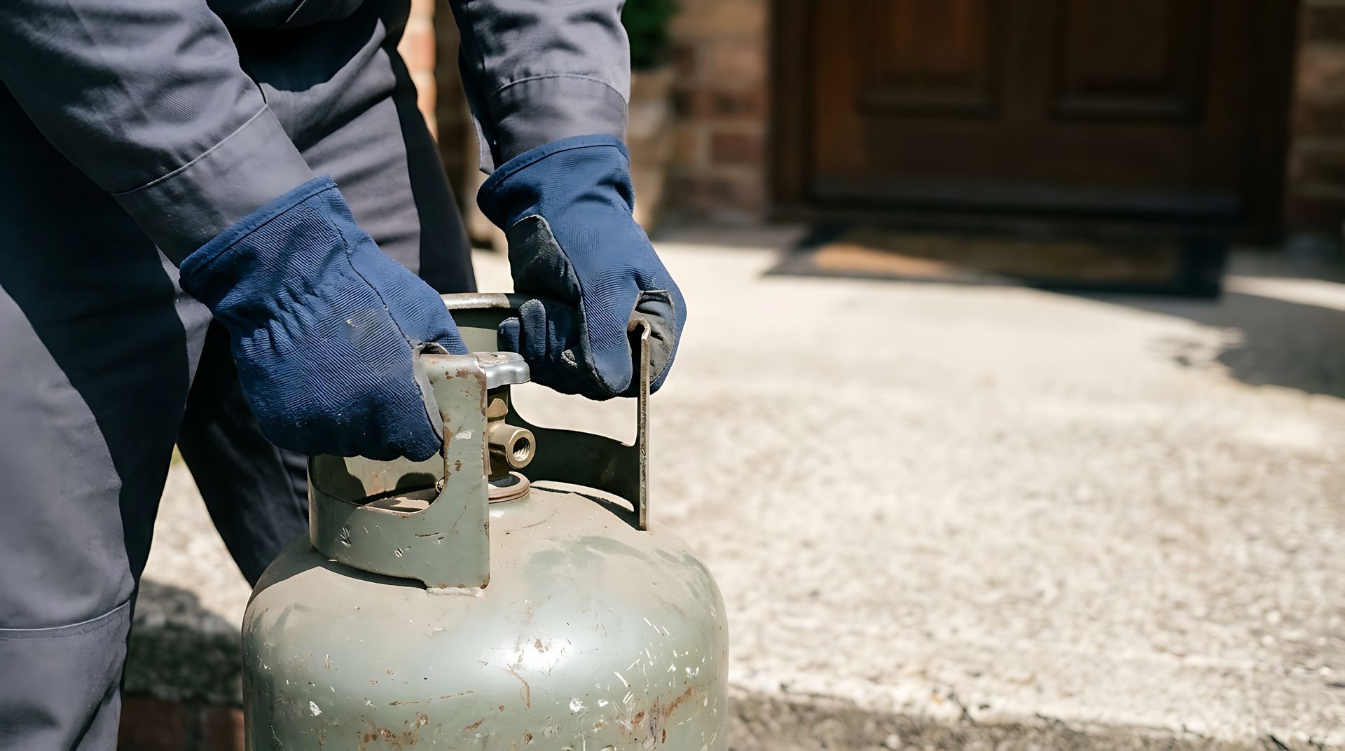 Ensuring safe home energy setup with reliable residential propane delivery of a metal gas cylinder. Ensuring safe home energy setup with reliable residential propane delivery of a metal gas cylinder.