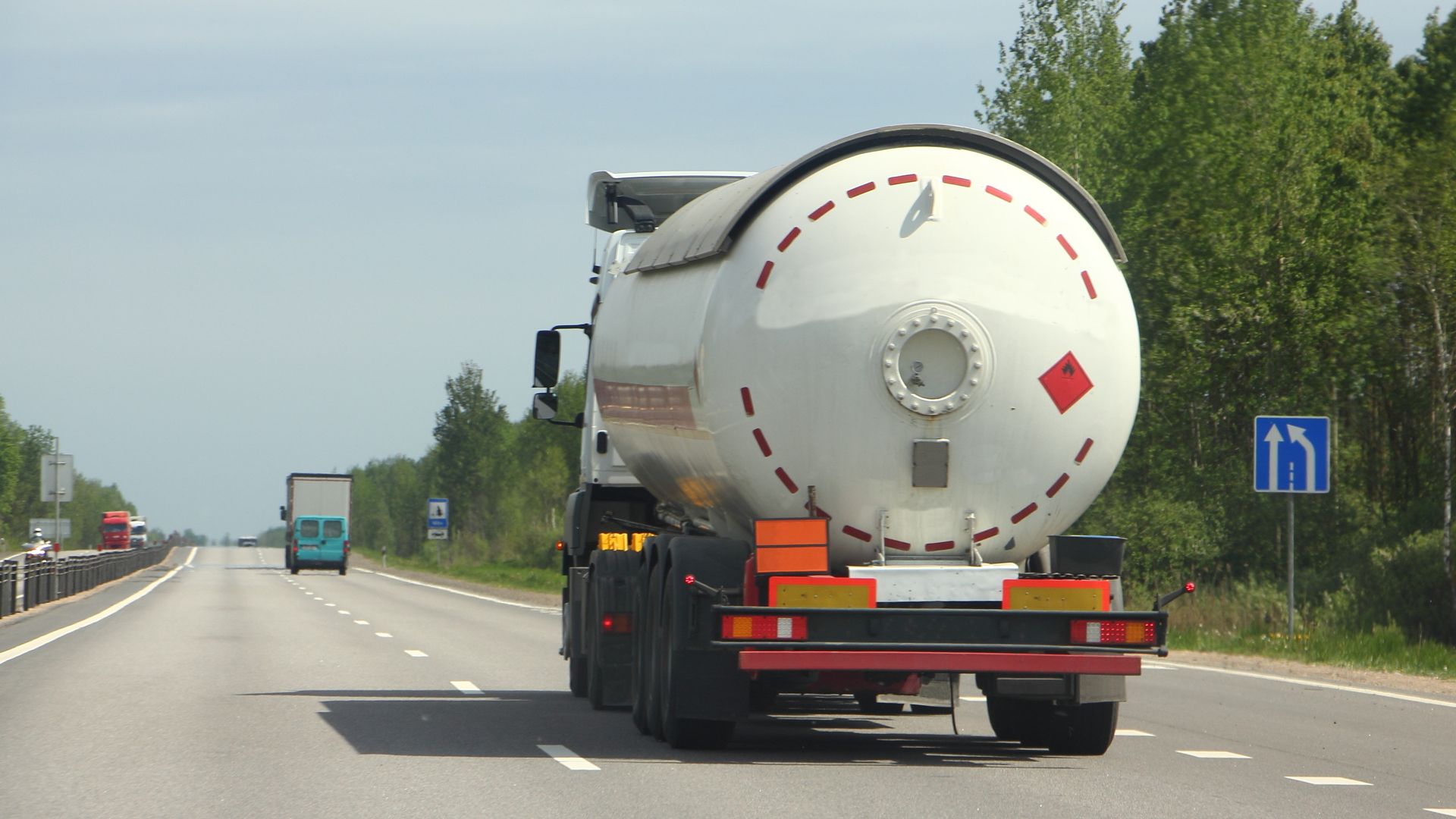 Propane delivery truck on its way to refill a property's propane tank.