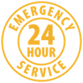 A yellow circular icon with the text 