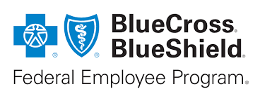 BlueCross BlueShield Federal Employee Program logo with blue shield icons and black text