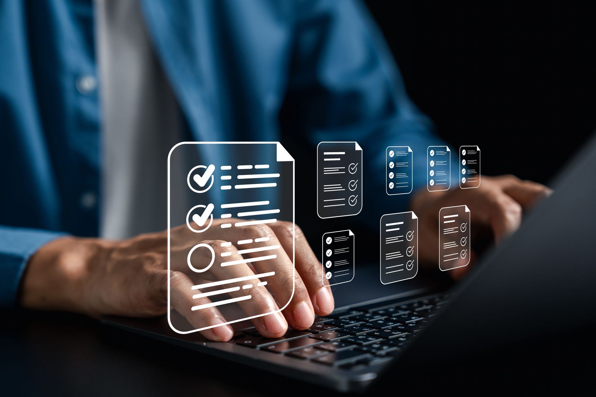 AI automation tool is helping a businessman on his laptop